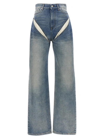 Y/project Cut-out Jeans In Blue