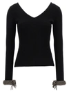 Giuseppe Di Morabito Braided-cuffs Ribbed-knit Top