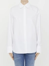 Valentino Compact Popeline Cotton Shirt In White