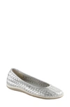 David Tate Dazzle Woven Ballet Flat In Silver