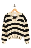 Frnch Mika Stripe Crop Sweater In Black