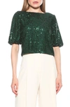 Alexia Admor Blake Sequin Top In Emerald