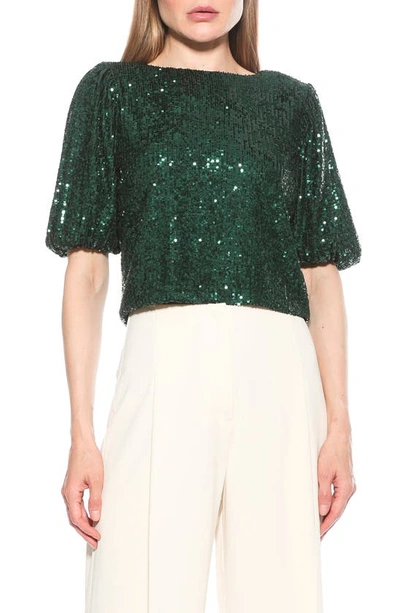 Alexia Admor Blake Sequin Top In Emerald