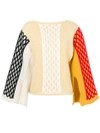 JW ANDERSON JW ANDERSON COLOUR BLOCK CABLE KNITTED TOP - NUDE & NEUTRALS,KW06WP1712173246