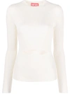Diesel M-peris Cut-out Knitted Top In Beige