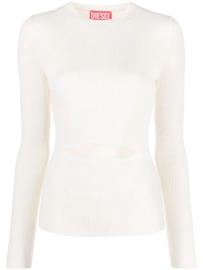 Diesel Cut-out Knitted Jumper In Beige