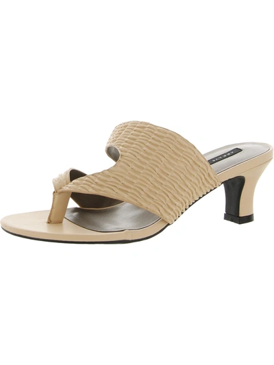 Array Arden 2 Womens Faux Leather Slip On Wedge Sandals In Beige