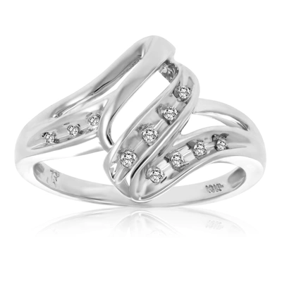 Vir Jewels 1/12 Cttw Diamond Fashion Swirl Ring 10k White Gold In Silver