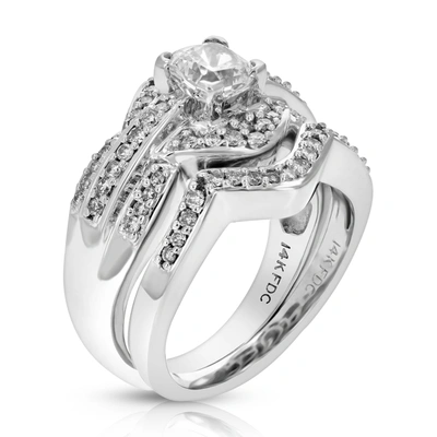 Vir Jewels 1.58 Cttw Vs2 Diamond Wedding Engagement Ring Bridal Set 14k White Gold In Silver