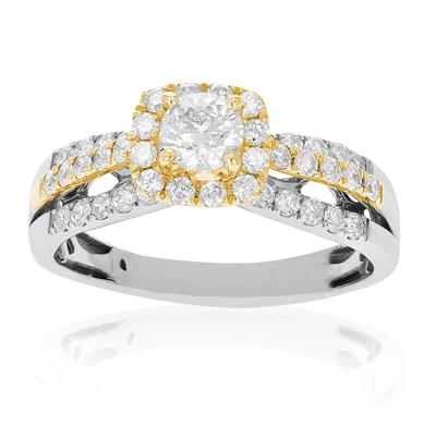 Vir Jewels 1 Cttw Diamond Engagement Ring 14k Two Tone White And Yellow Gold Bridal In Silver