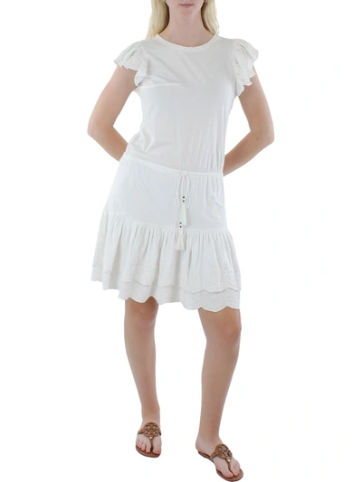 Lauren Ralph Lauren Womens Eyelet Knee-length T-shirt Dress In White