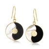 Ross-simons Mother-of-pearl And Black Agate Yin-yang Drop Earrings In 14kt Yellow Gold In Black