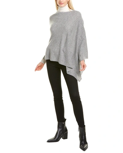 Amicale Cashmere Solid Cashmere Poncho In Grey