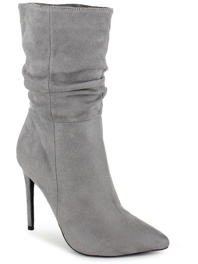 Xoxo Genevie Womens Pull On Pointed Toe Booties In Grey