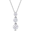 Mimi & Max 1 2/5ct Dew Created Moissanite Graduated 3-stone Pendant With Chain In Sterling Silver In White