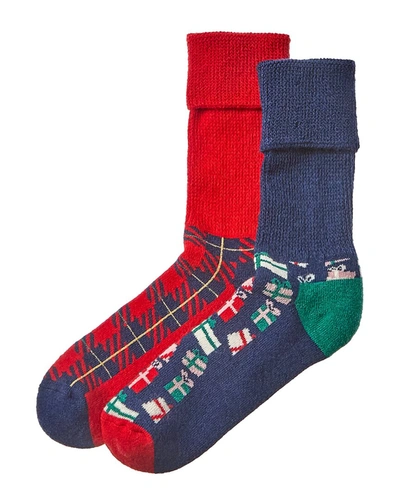 Happy Socks 2pk Wool-blend Holiday Cozy Socks Gift Set In Multi