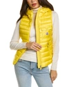Moncler Glygos Hooded Quilted Gilet In Yellow