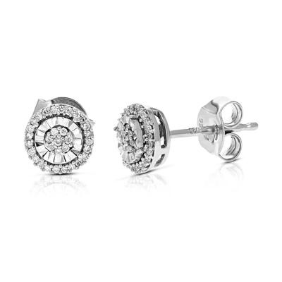 Vir Jewels 1/8 Cttw 64 Stones Round Lab Grown Diamond Studs Earrings .925 Sterling Silver Prong Set, 1/2 Inch