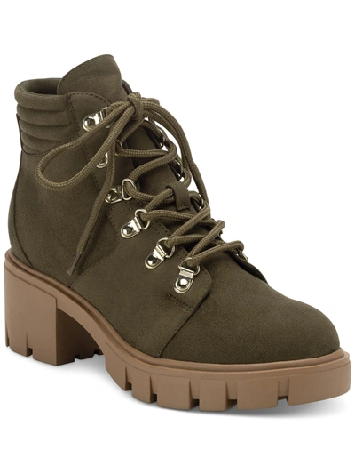 Sun + Stone Ruthee Womens Faux Leather Round Toe Ankle Boots In Green