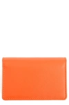 Royce New York Leather Card Case In Orange- Deboss