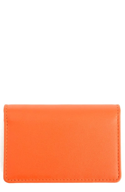 Royce New York Leather Card Case In Orange- Deboss