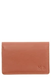 Royce New York Leather Card Case In Tan- Deboss