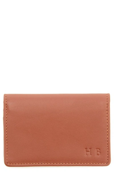 Royce New York Leather Card Case In Tan- Deboss