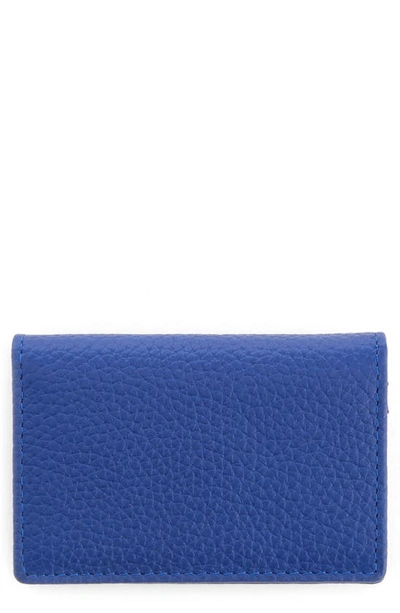 Royce New York Leather Card Case In Blue - Gold Foil