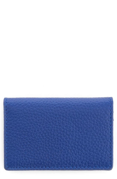 Royce New York Leather Card Case In Blue - Deboss