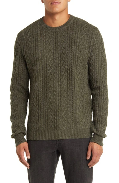 Peter Millar Ridge Cabled Wool Blend Crewneck Sweater In Juniper