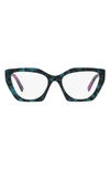Prada 54mm Cat Eye Optical Glasses In Teal