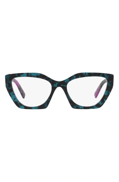 Prada 54mm Cat Eye Optical Glasses In Teal