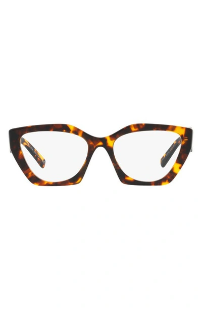 Prada 54mm Cat Eye Optical Glasses In Honey