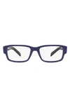 Prada 55mm Rectangular Optical Glasses In Baltic Marble