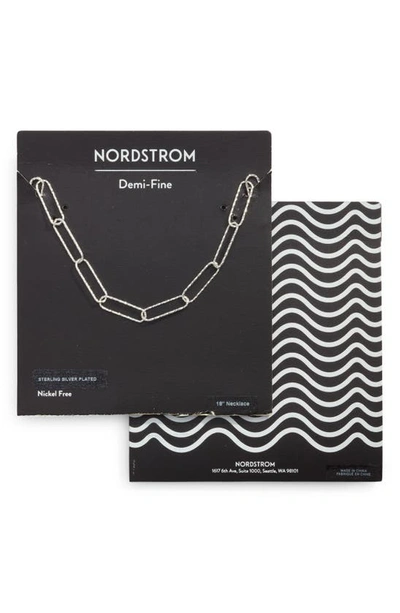 Nordstrom Demifine Faceted Paperclip Necklace In Sterling Silver Plated