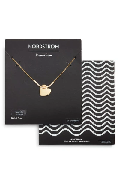 Nordstrom Pavé Heart Pendant Chain Necklace In Clear- Gold