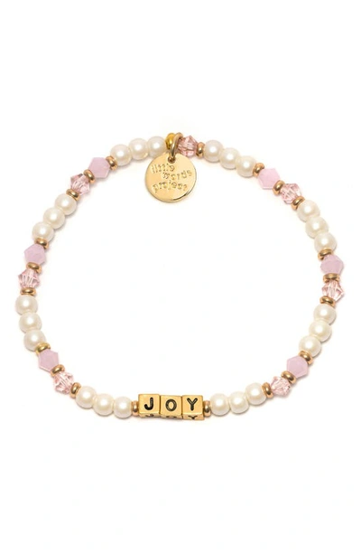 Little Words Project Joy Beaded Stretch Bracelet In Pearl Pink