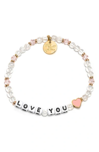 Little Words Project Love You Heart Beaded Stretch Bracelet In Clear