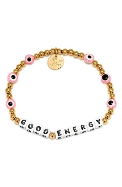Little Words Project Good Energy Beaded Stretch Bracelet In Waterproof Gold