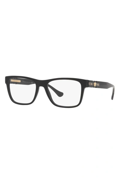 Versace 55mm Rectangular Optical Glasses In Black