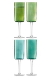 Lsa Gems Set Of 4 Champagne Flutes In Green