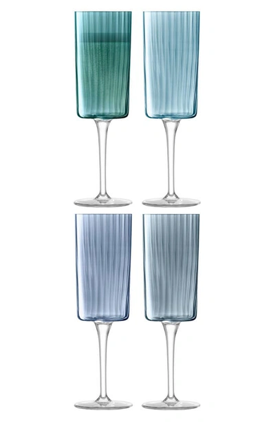 Lsa Gems Set Of 4 Champagne Flutes In Blue