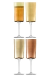Lsa Gems Set Of 4 Champagne Flutes In Amber/ Orange