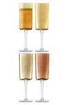 Lsa Gems Set Of 4 Champagne Flutes In Amber/orange