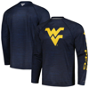 COLUMBIA COLUMBIA  NAVY WEST VIRGINIA MOUNTAINEERS PFG TERMINAL TACKLE OMNI-SHADE RAGLAN LONG SLEEVE T-SHIRT