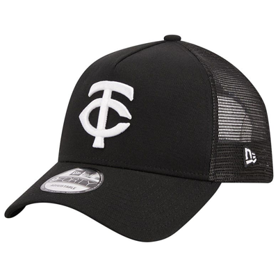 New Era Black Minnesota Twins A-frame 9forty Trucker Adjustable Hat