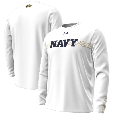 Under Armour White Navy Midshipmen 2023 Aer Lingus College Football Classic Performance Long Sleeve
