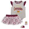 OUTERSTUFF GIRLS INFANT HEATHER GRAY/BURGUNDY WASHINGTON COMMANDERS ALL DOLLED UP THREE-PIECE BODYSUIT, SKIRT &