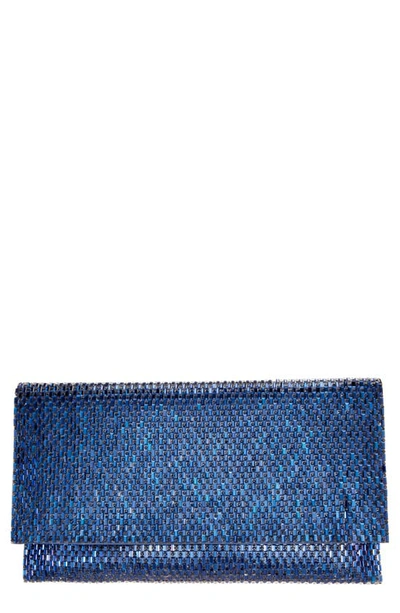 Nina Crystal Beaded Clutch In Navy