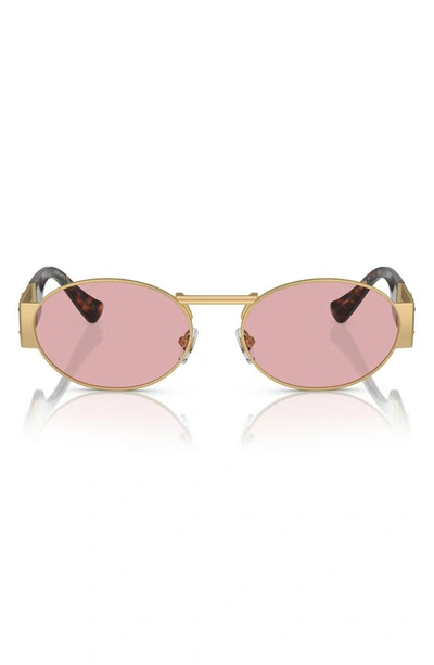 Versace 56mm Oval Sunglasses In Matte Gold